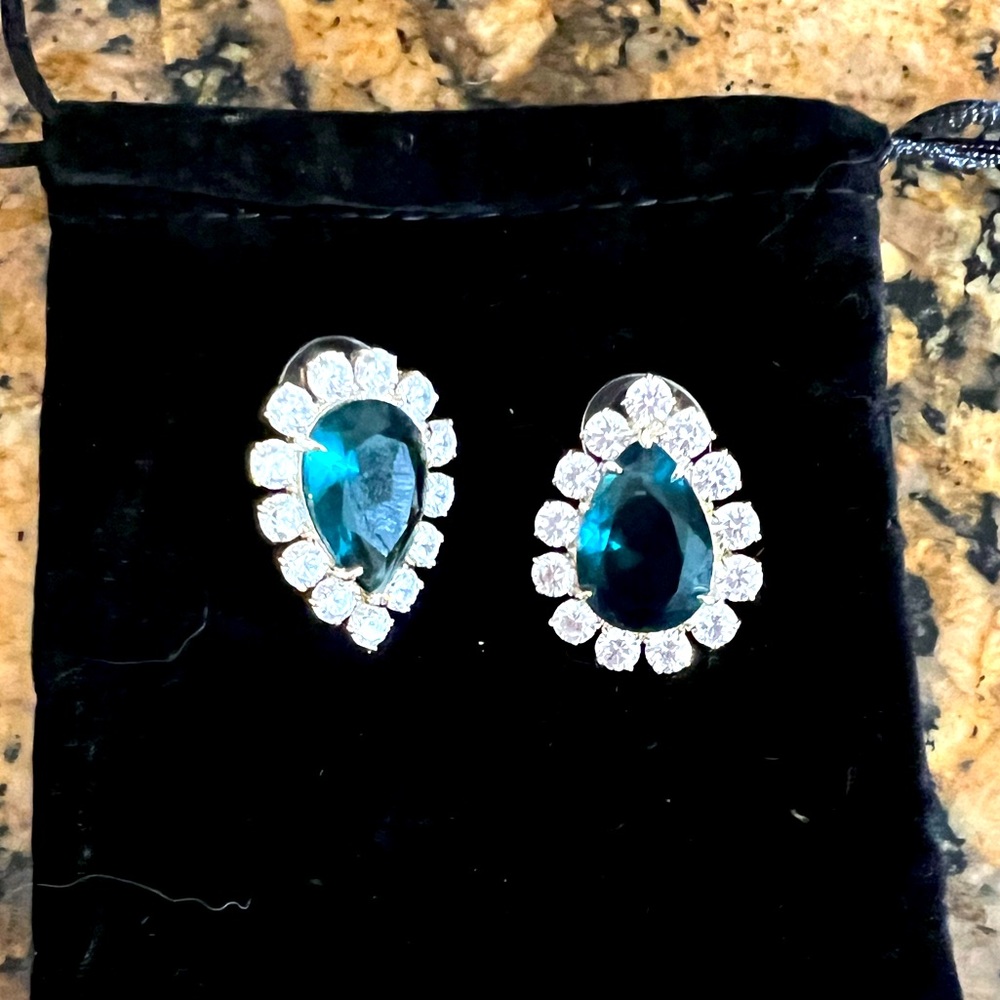 Nicola Bathie Mismatched Blue Embellished Earrings